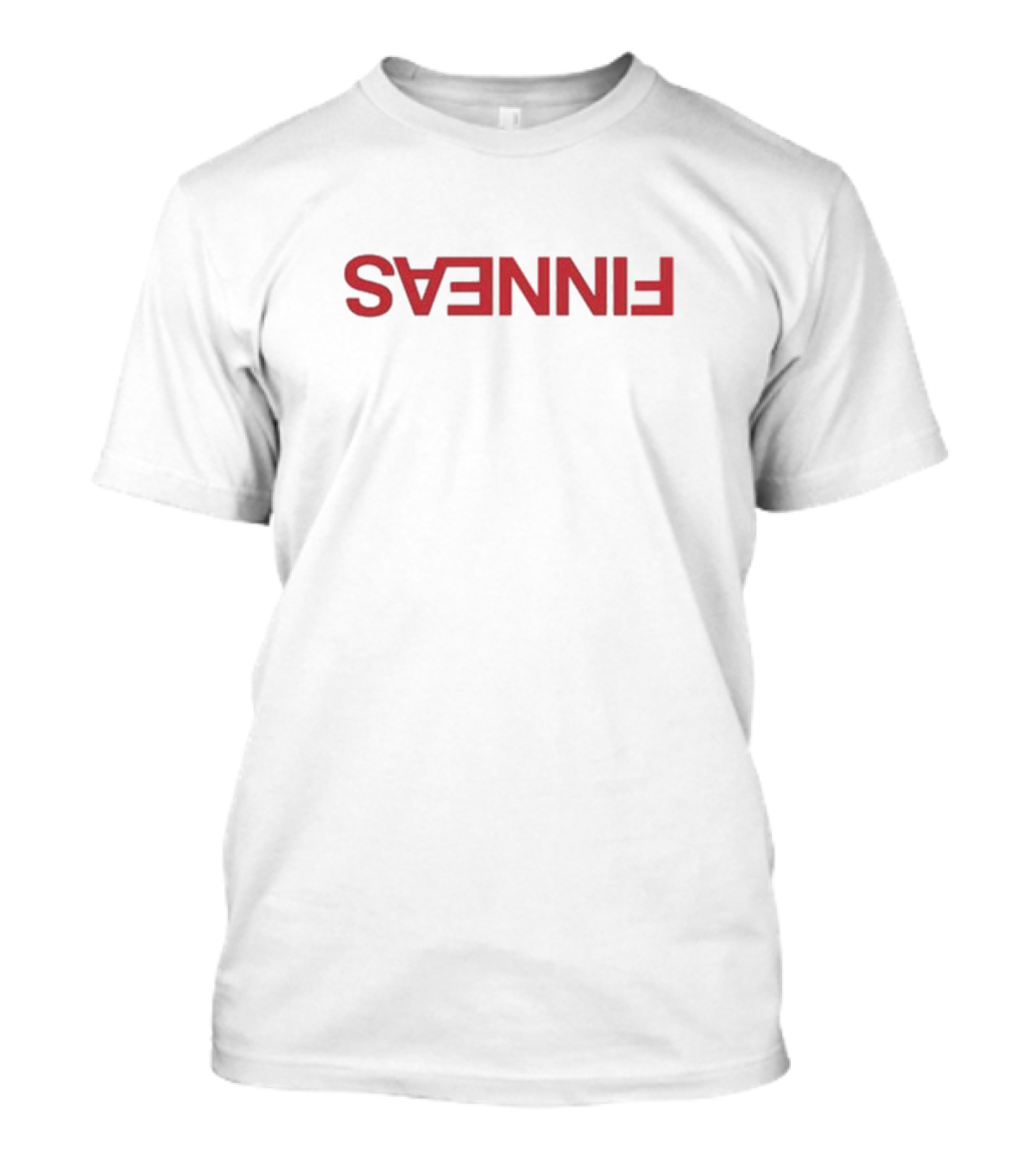 Upside Down Finneas Text Red Bold Letters T-Shirt