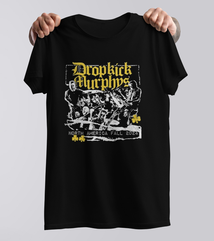 Dropkick Murphys North America Fall 2024 Tour Concert Scene With Shamrock Motif T-Shirt