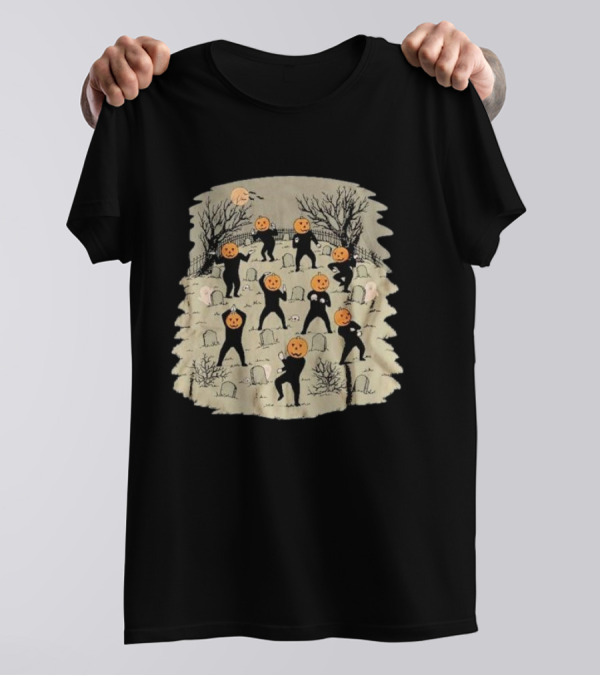 Halloween Dance Pumpkin Heads Graveyard Party T-Shirt