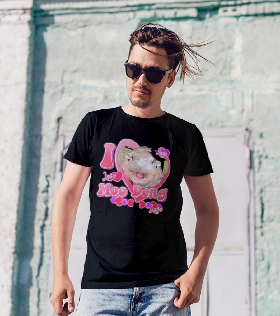 I Love Moo Deng Baby Hippo Heart Love Cute T-Shirt