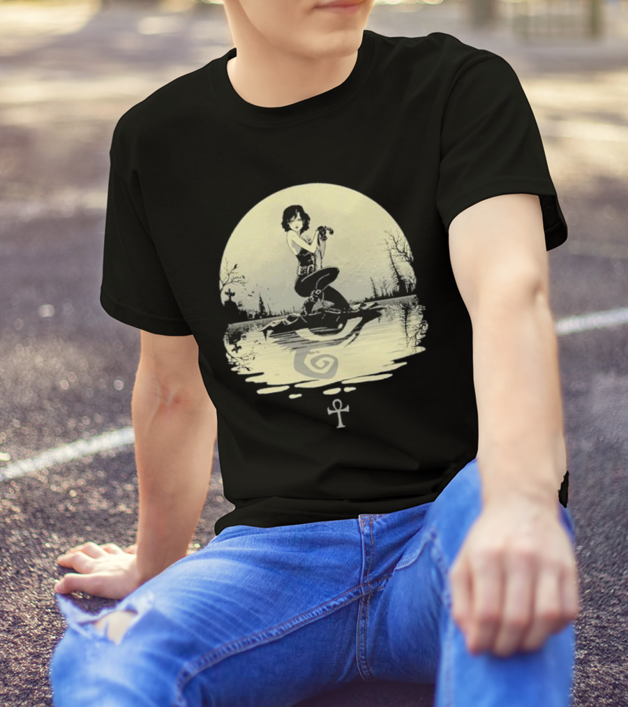 The Sandman Death Ankh Reflected In Moonlit Water Scene T-Shirt