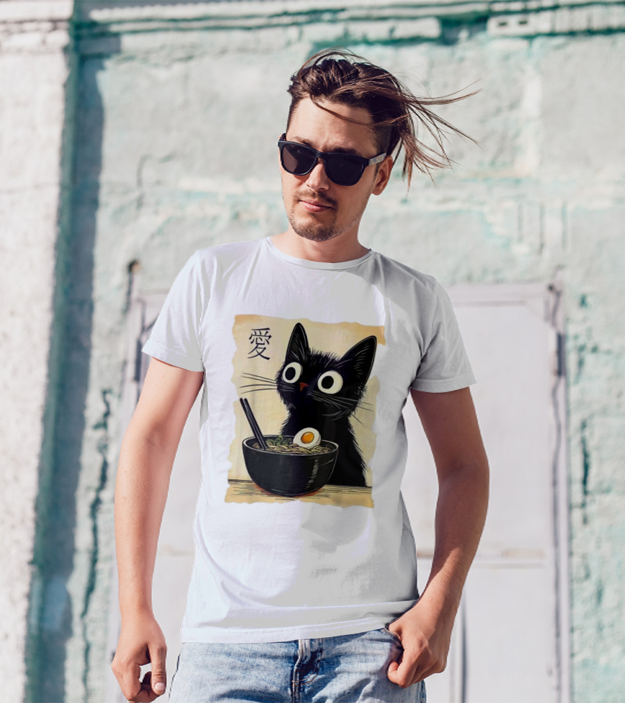 Cat Ramen Japanese Kawaii Anime Cat 愛 T-Shirt