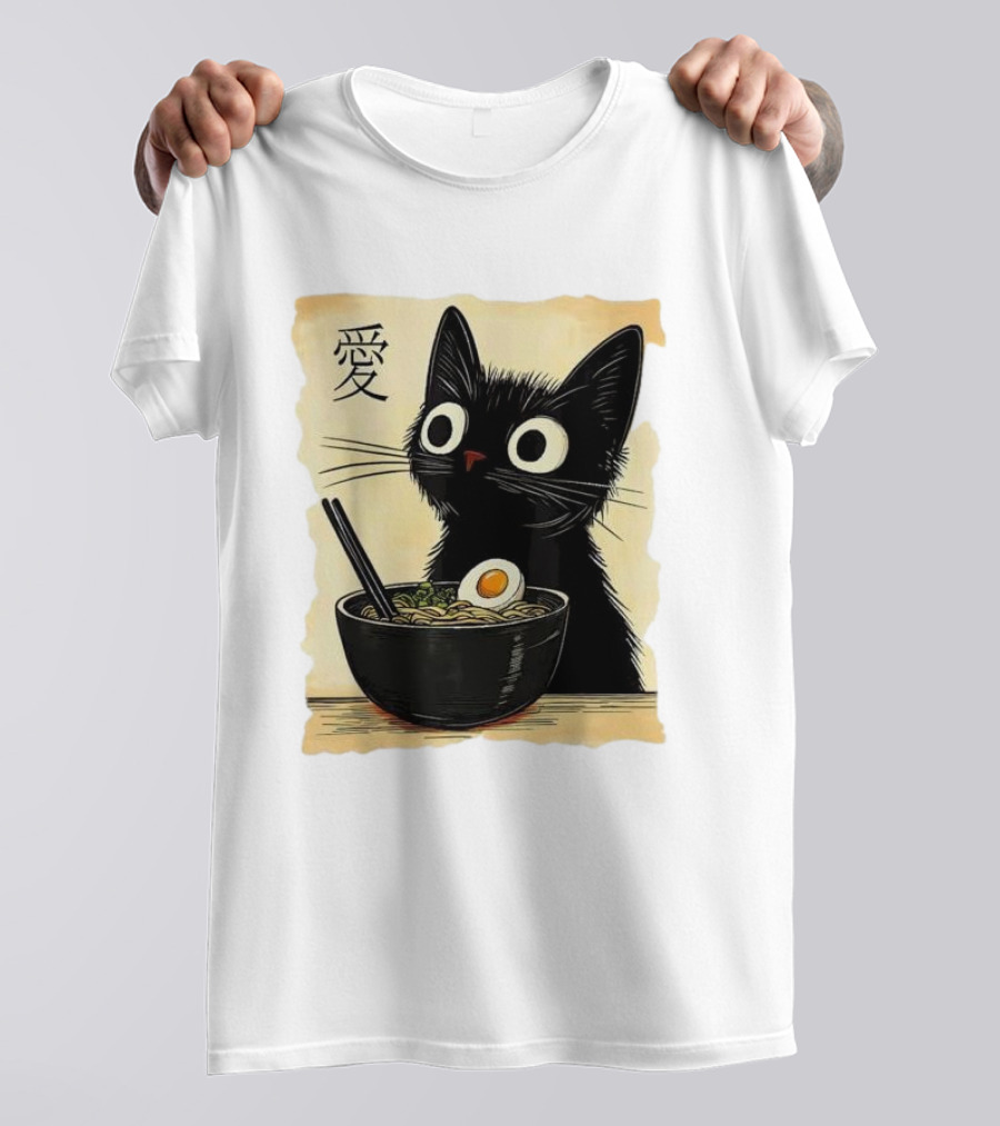 Cat Ramen Japanese Kawaii Anime Cat 愛 T-Shirt
