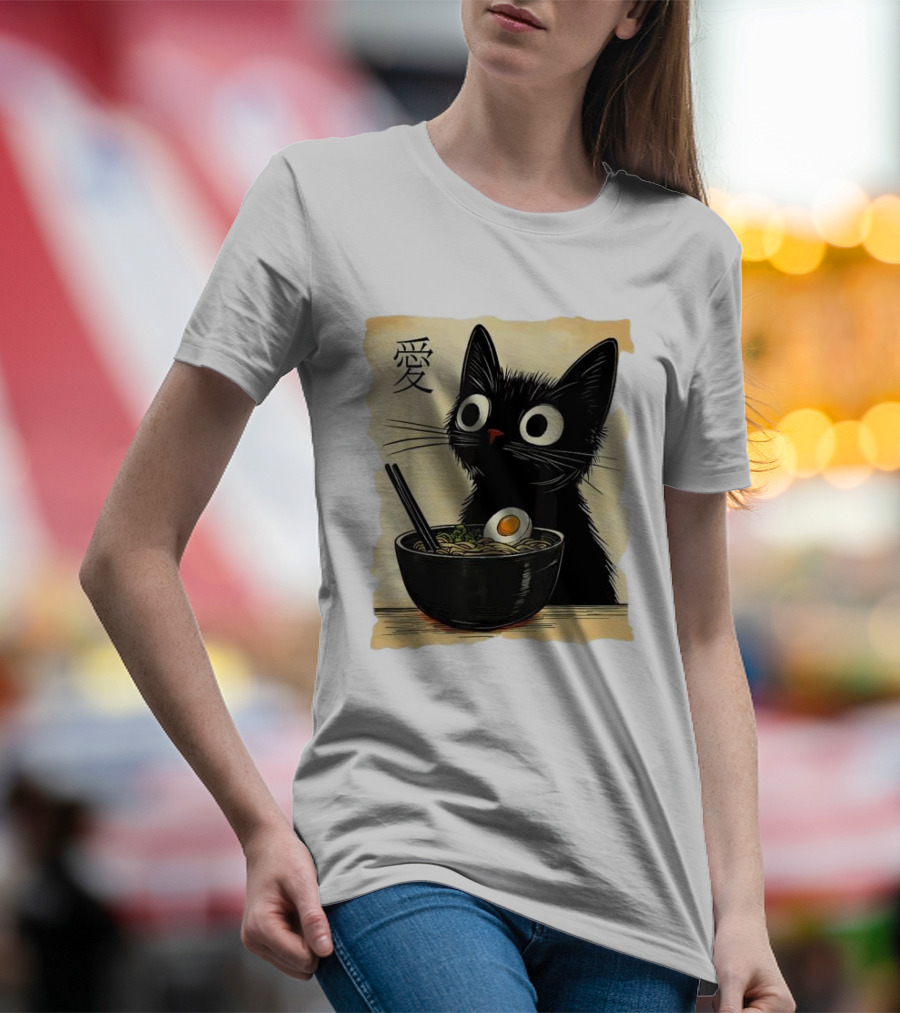 Cat Ramen Japanese Kawaii Anime Cat 愛 T-Shirt