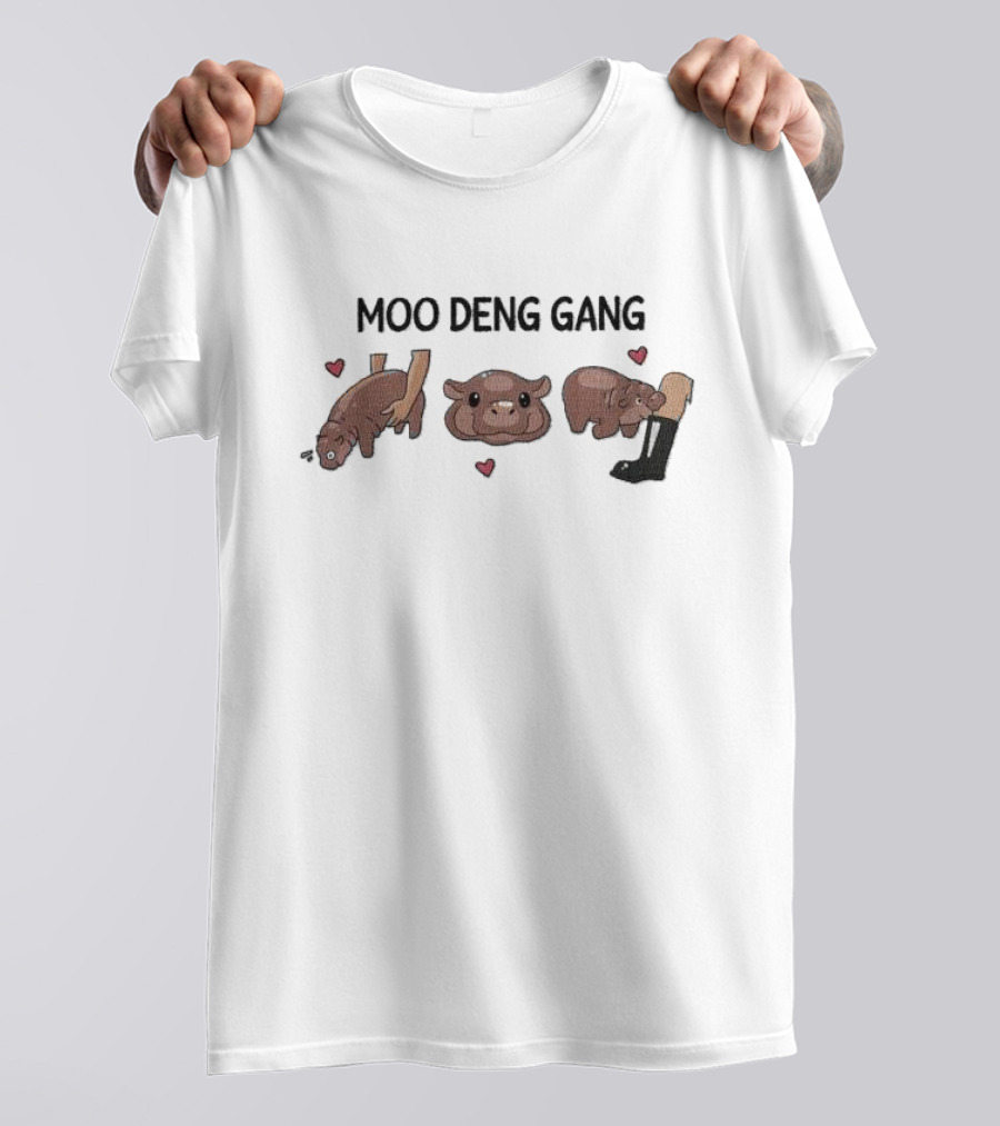 Moo Deng Gang Cute Animals With Hearts And Legs T-Shirt