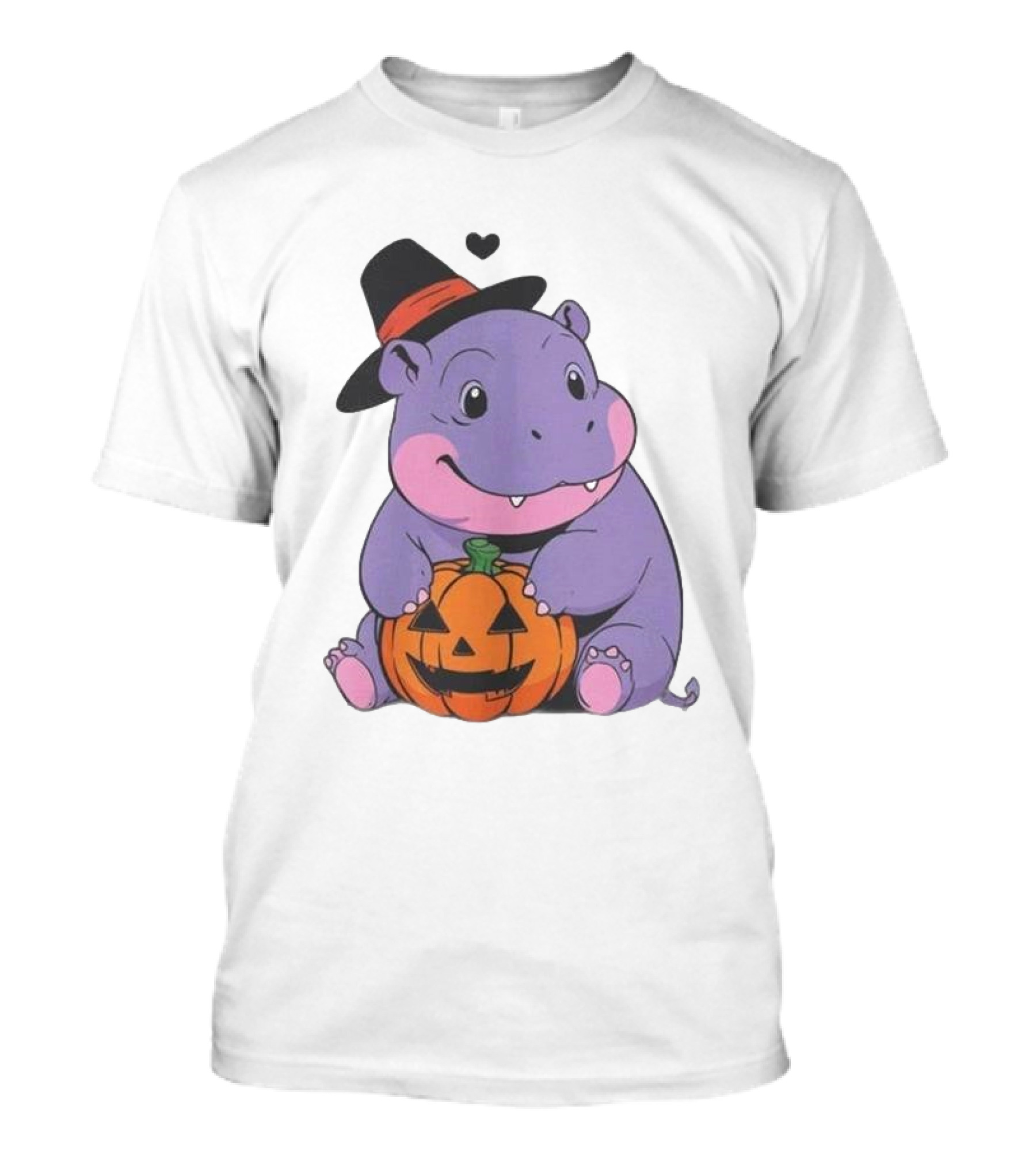 Moo Deng Halloween 2024 Purple Hippo Witch Hat Pumpkin T-Shirt