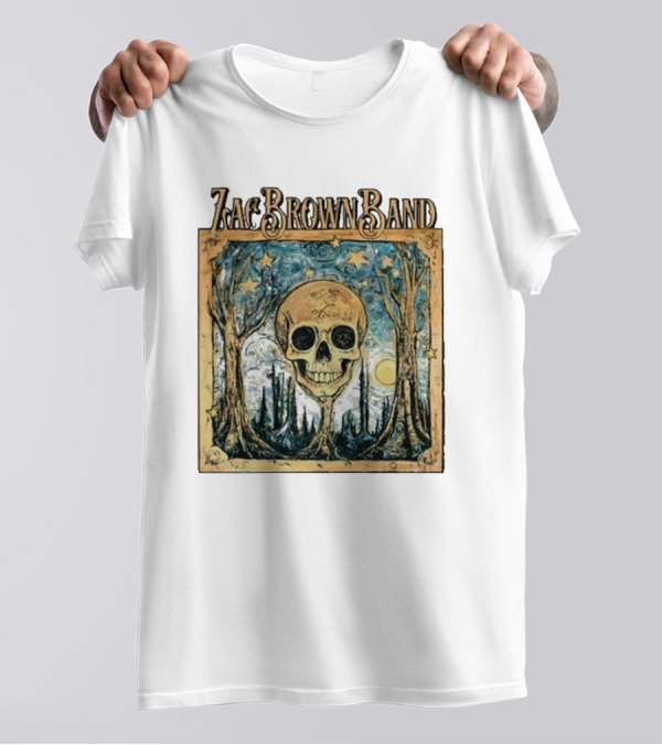 Zac Brown Band Skull Starry Forest Scene T-Shirt