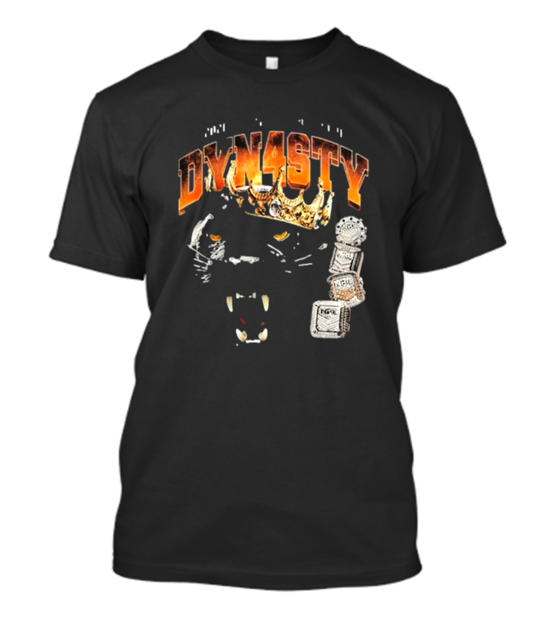DYNASTY 2024 Panthers Dynasty Adult NFL Championship Rings And Crown Panther Face T-Shirt