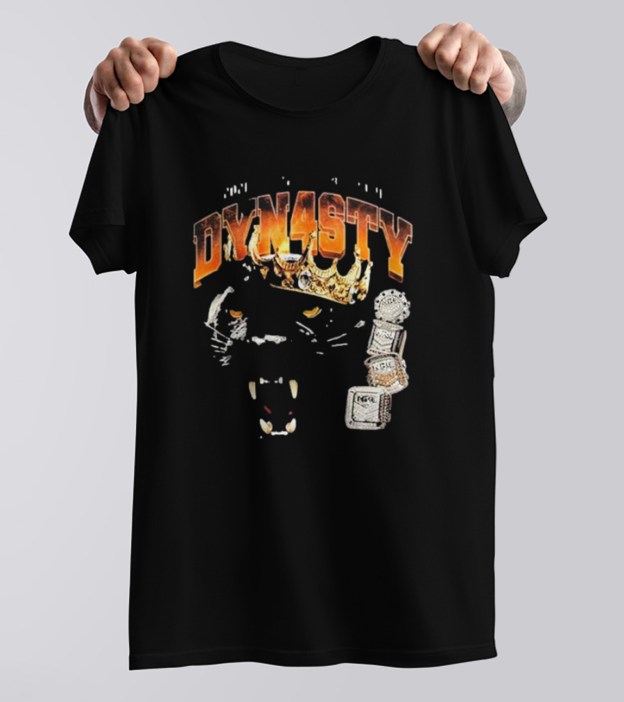 DYNASTY 2024 Panthers Dynasty Adult NFL Championship Rings And Crown Panther Face T-Shirt