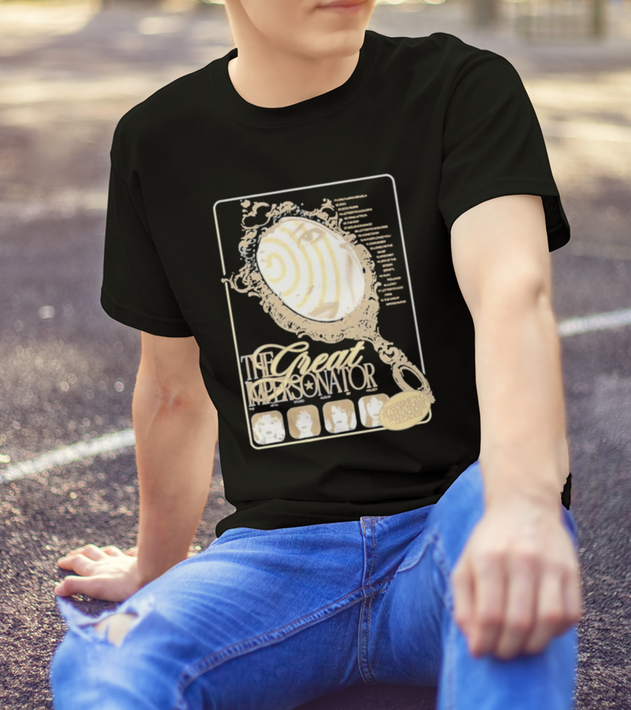 The Great Impersonator Mirror Illusion Spiral Faces T-Shirt