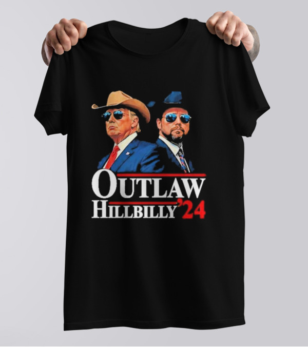Western Trump JD Vance Cowboy 2024 Outlaw Hillbilly US Flag I'm Voting For The Outlaw And The Hillbilly T-Shirt