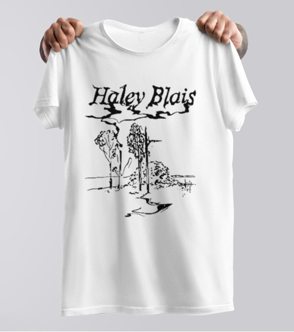 Haley Blais Scenic Meadow Sketch With Trees And Stream T-Shirt