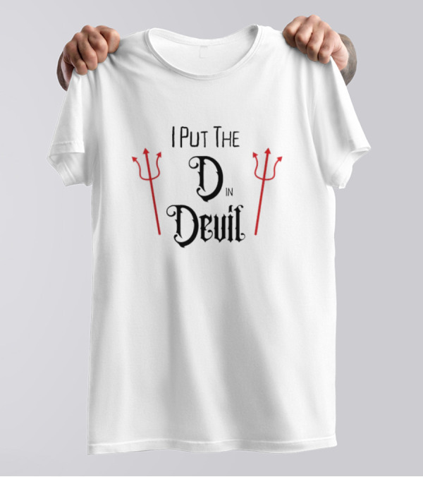 I Put The D In Devil Halloween Matching Couple Boyfriend T-Shirt