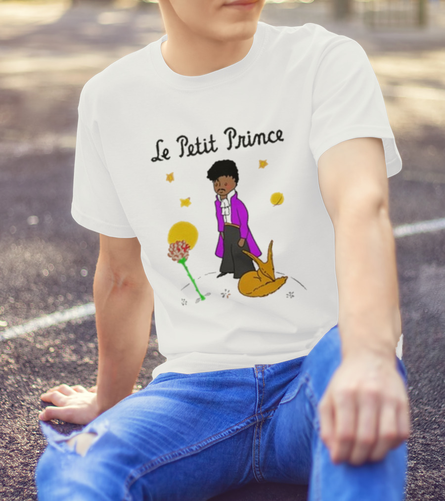 Le Petit Prince Purple Coat Fox And Rose Stars T-Shirt