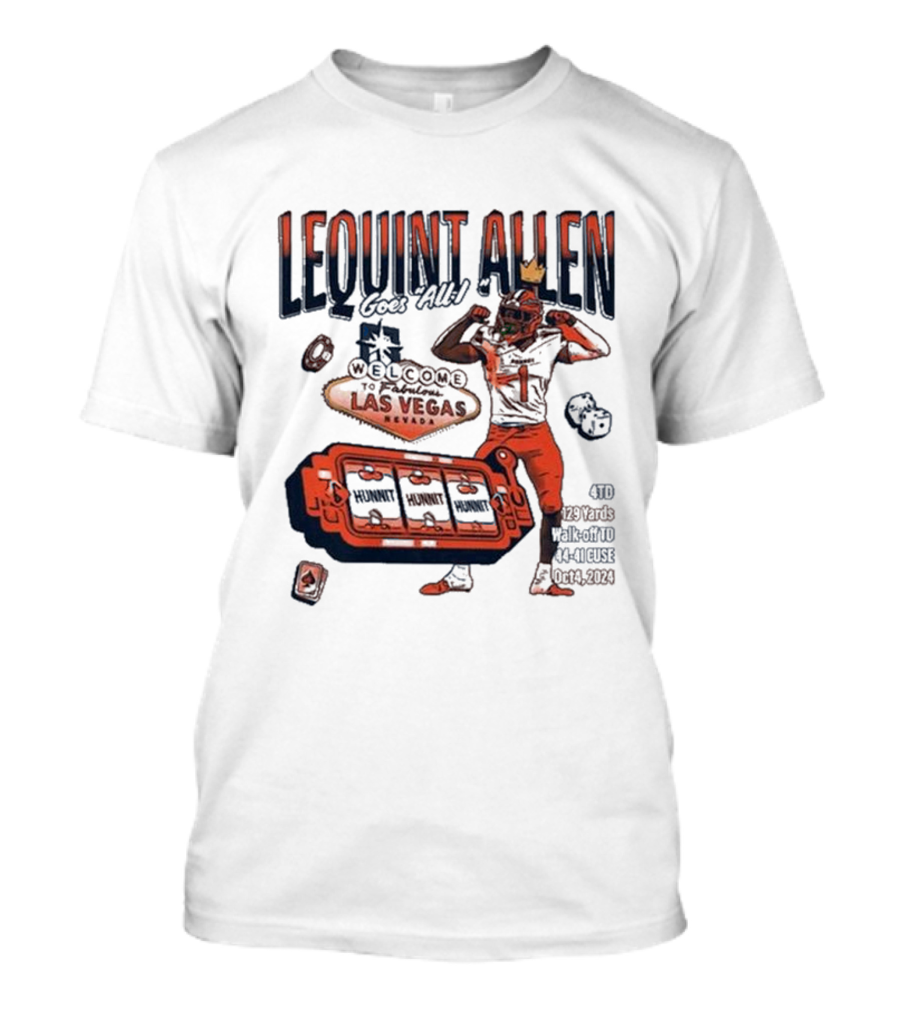 Lequint Allen Goes All In Welcome To Fabulous Las Vegas 4TD 129 Yards Walk-off TU 10-14-2024 T-Shirt