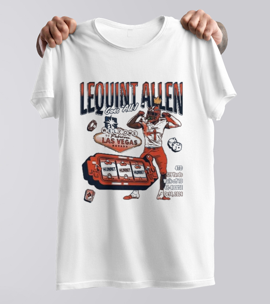Lequint Allen Goes All In Welcome To Fabulous Las Vegas 4TD 129 Yards Walk-off TU 10-14-2024 T-Shirt