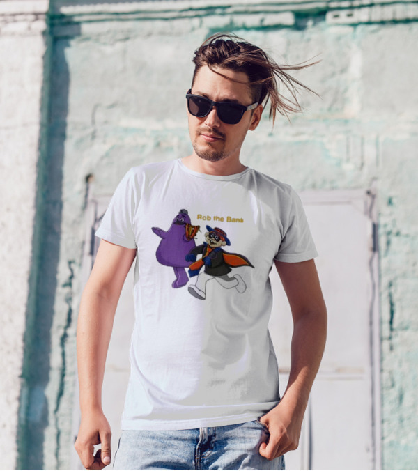 Rob The Bank New York With Masked Thief And Purple Sidekick T-Shirt