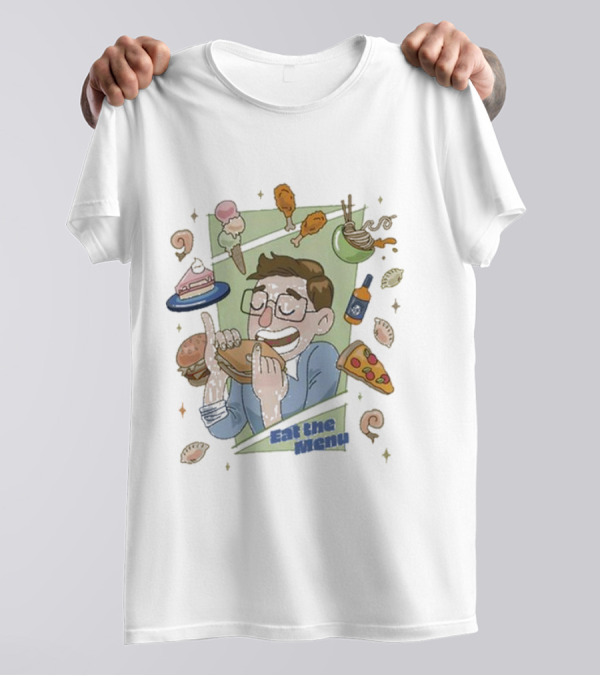 Eat The Menu Try Guys Keith's Food Bounty Pizza Ice Cream Chicken Ramen Dumplings T-Shirt