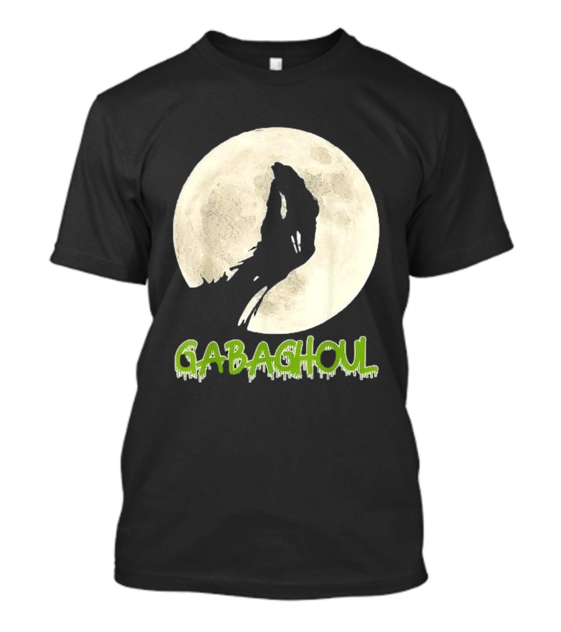 Gabaghoul Funny Hand Moon Halloween Wolf Howling At Full Moon T-Shirt