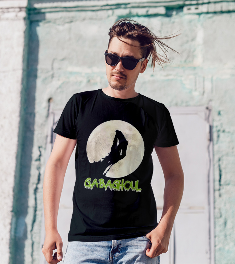 Gabaghoul Funny Hand Moon Halloween Wolf Howling At Full Moon T-Shirt