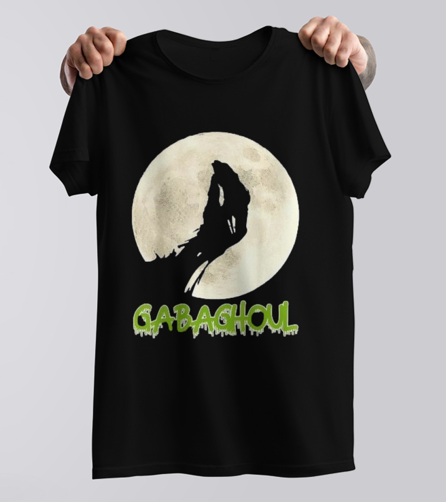 Gabaghoul Funny Hand Moon Halloween Wolf Howling At Full Moon T-Shirt