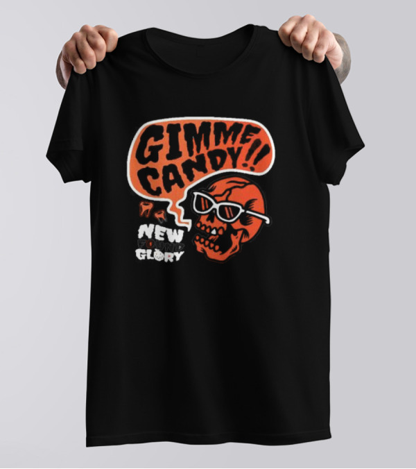 Gimme Candy Trick Or Treat Halloween New Found Glory Skull Sunglasses T-Shirt