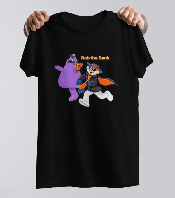 Grimace Monster Accompanies Rob The Bank Heist With Classic Burglar Image T-Shirt