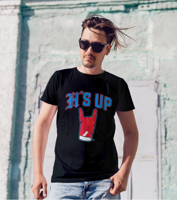 Houston Football H's Up Gesture Red Glove T-Shirt