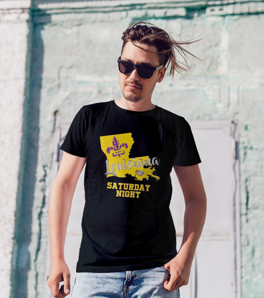 Louisiana Saturday Night LSU Tigers Fleur De Lis T-Shirt