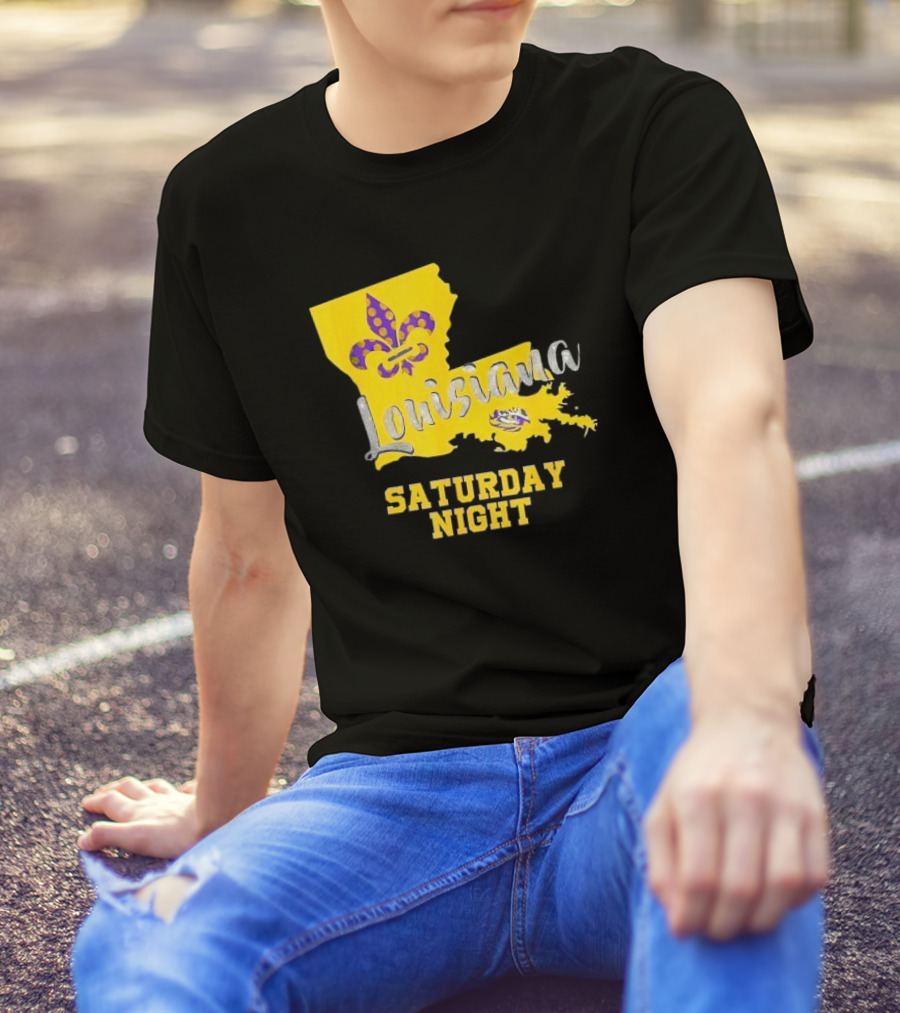Louisiana Saturday Night LSU Tigers Fleur De Lis T-Shirt