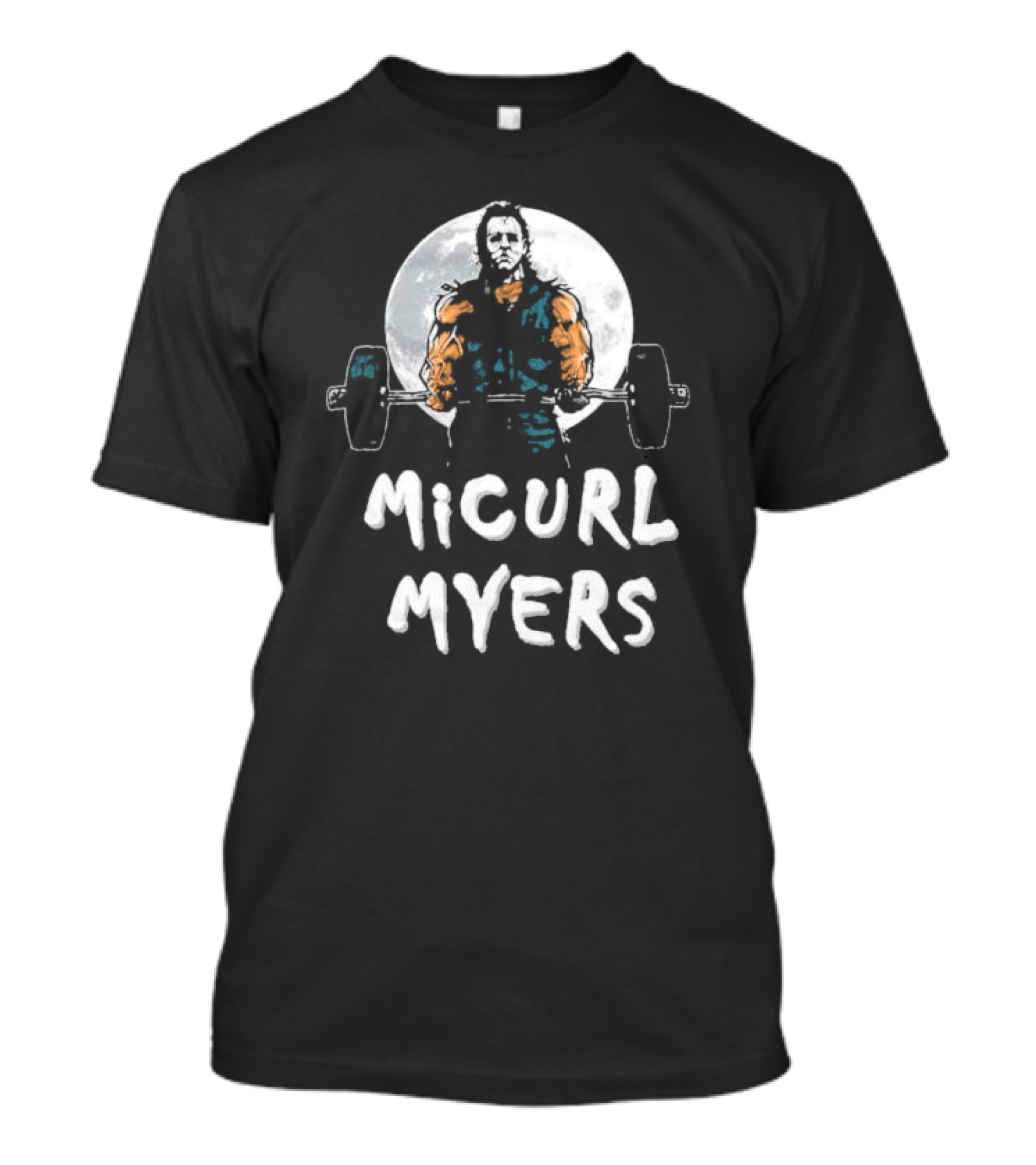 Micurl Myers Bodybuilder Lifting Under Full Moon Halloween T-Shirt