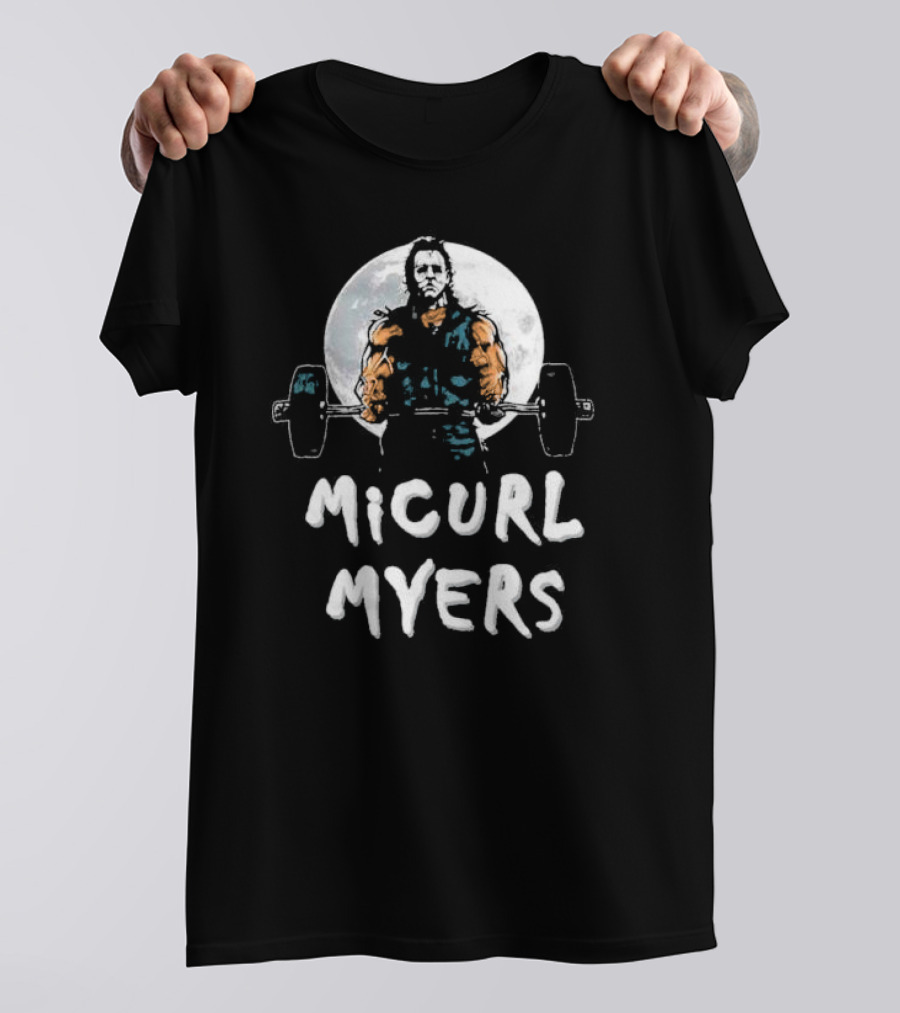 Micurl Myers Bodybuilder Lifting Under Full Moon Halloween T-Shirt