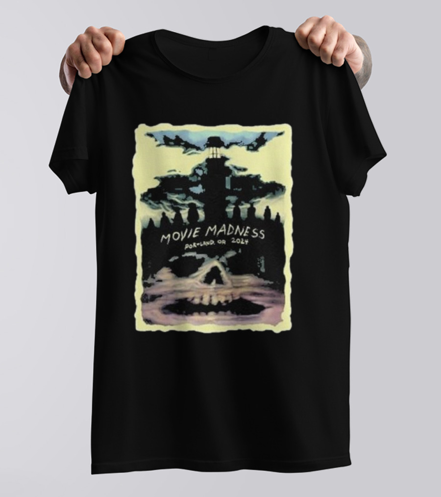 Movie Madness Portland OR Halloween 2024 Spooky Skull Sky T-Shirt