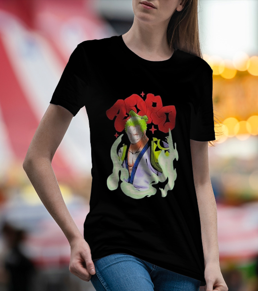 One Piece Zoro Japan Animation Airbrush Style Manga Character T-Shirt