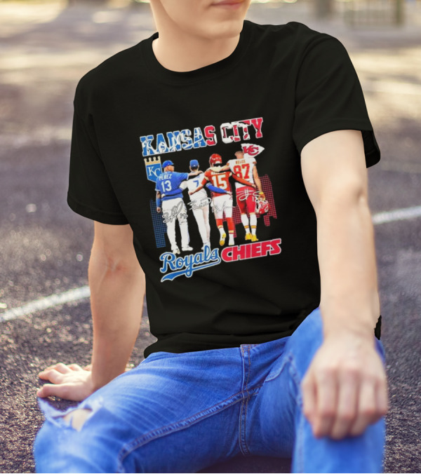 Kansas City Perez Witt Jr Mahomes Kelce Royals Chiefs T-Shirt