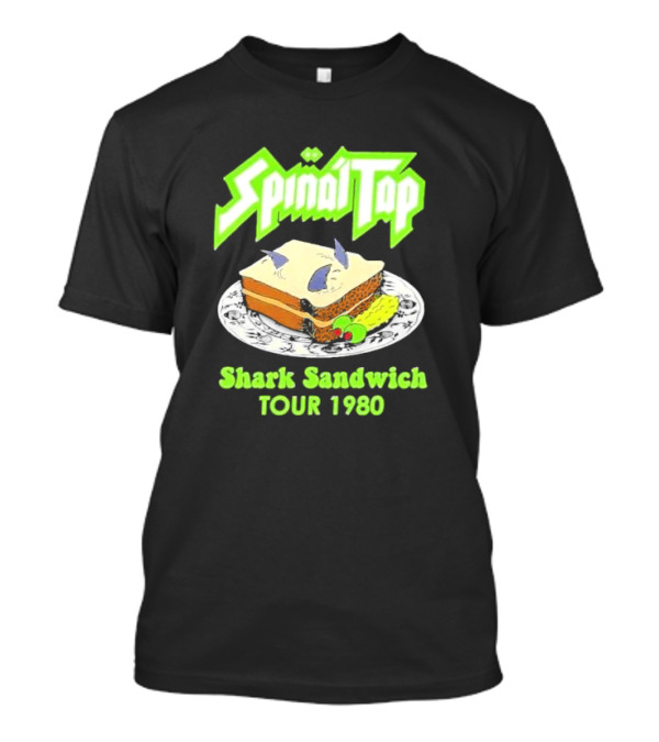 Spinal Tap Shark Sandwich Tour 1980 Logo With Shark Fins On Sandwich T-Shirt