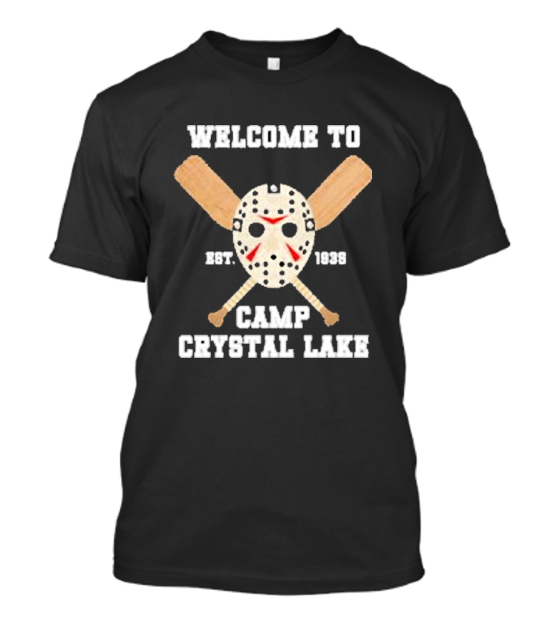 Welcome To Est 1939 Camp Crystal Lake Hockey Mask Crossed Bats T-Shirt