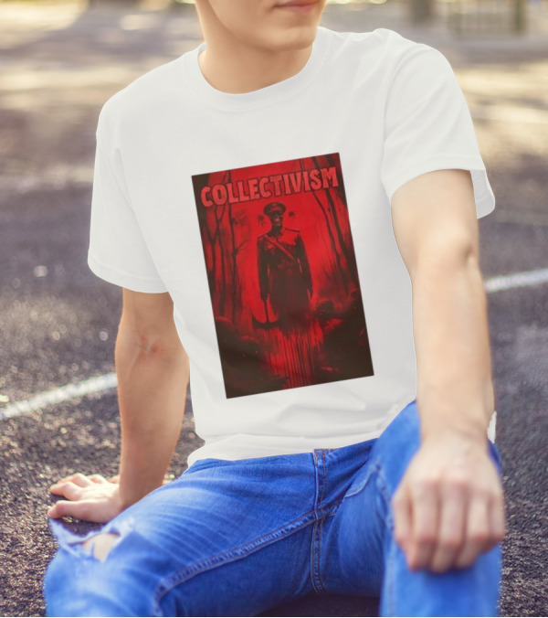 Collectivism Anti Communist Imagery Red Uniform Forest Setting T-Shirt