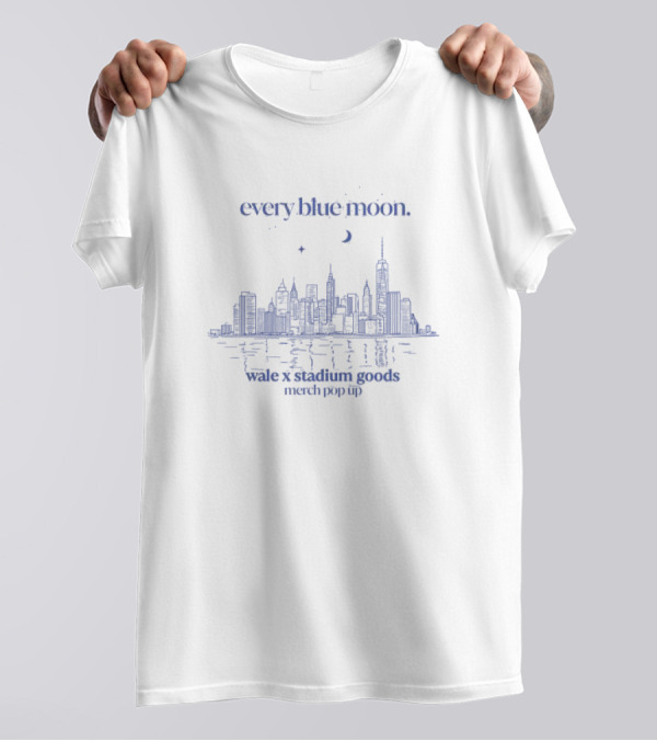 Every Blue Moon Wale X Stadium Goods Merch Pop Up City Skyline Moon Stars T-Shirt