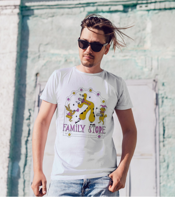 FS X Maddie Fischer Family Store Clown Arch With Rabbit And Dog Characters T-Shirt