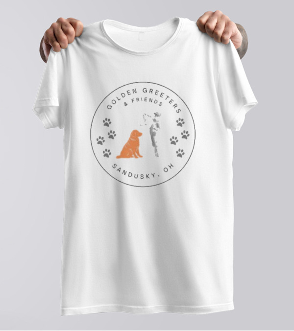 Golden Greeters And Friends Sandusky OH Paw Print Circle T-Shirt