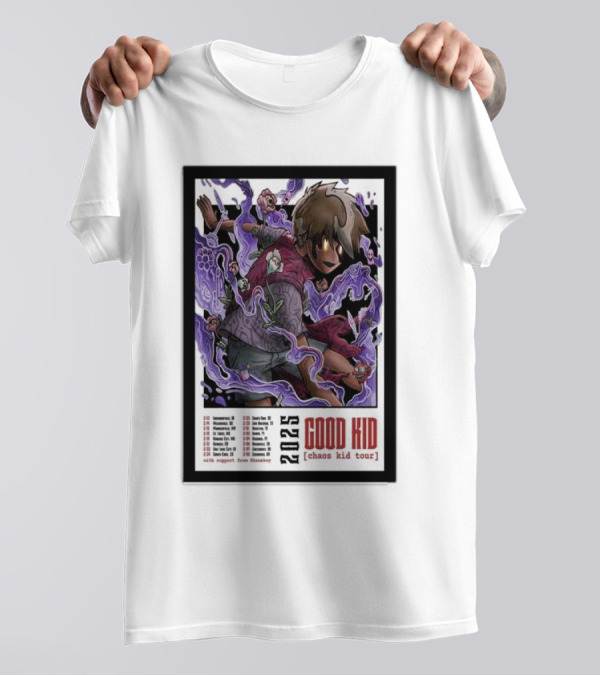 2025 Good Kid Chaos Kid Tour Poster With Psychedelic Artwork And Tour Dates T-Shirt