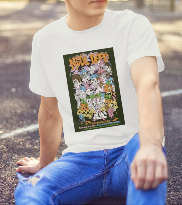 Neck Deep Halloween 2024 Toronto Canada Queen Elizabeth Theatre October 31 With The Home Team And Wic Reds T-Shirt
