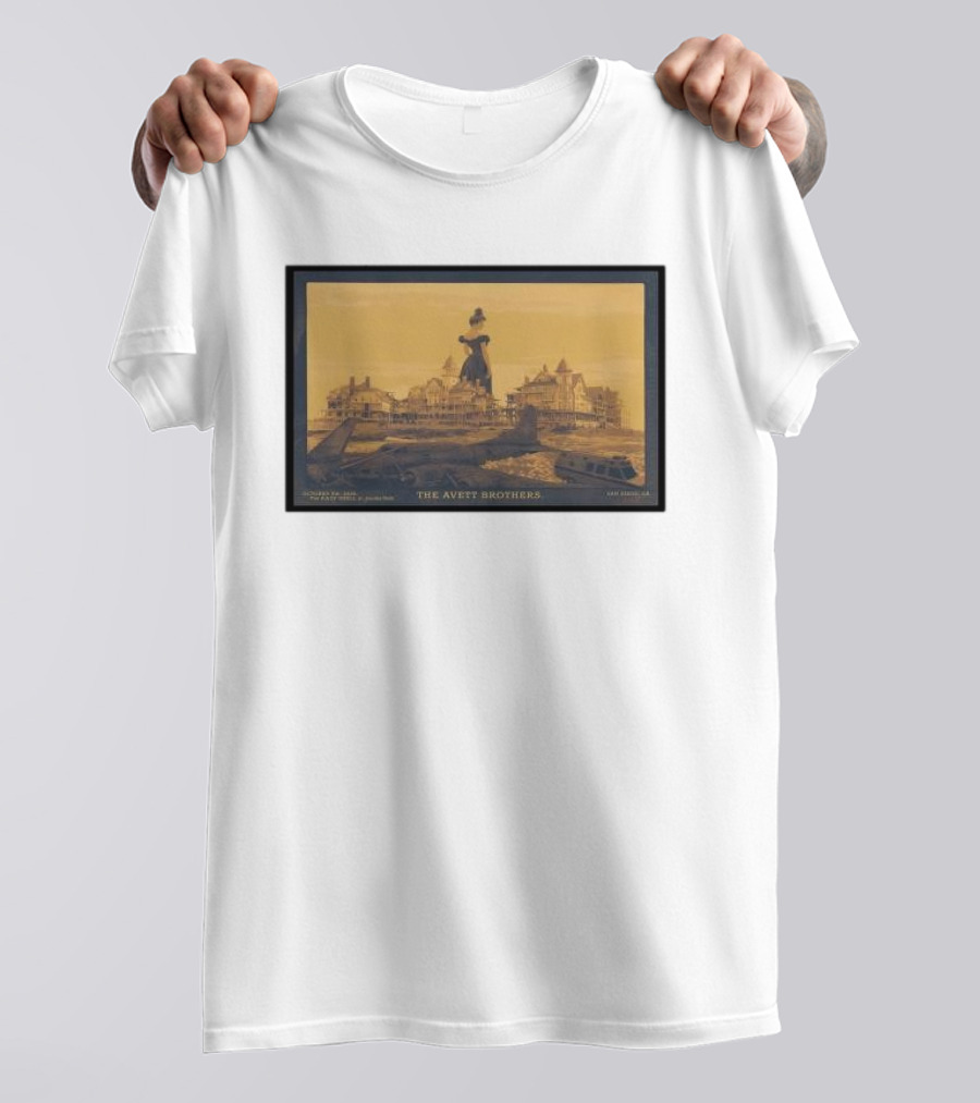 October 6th 2024 The Rady Shell At Jacobs Park The Avett Brothers San Diego CA Concert Event Poster Vintage Hotel And Ocean Scene T-Shirt