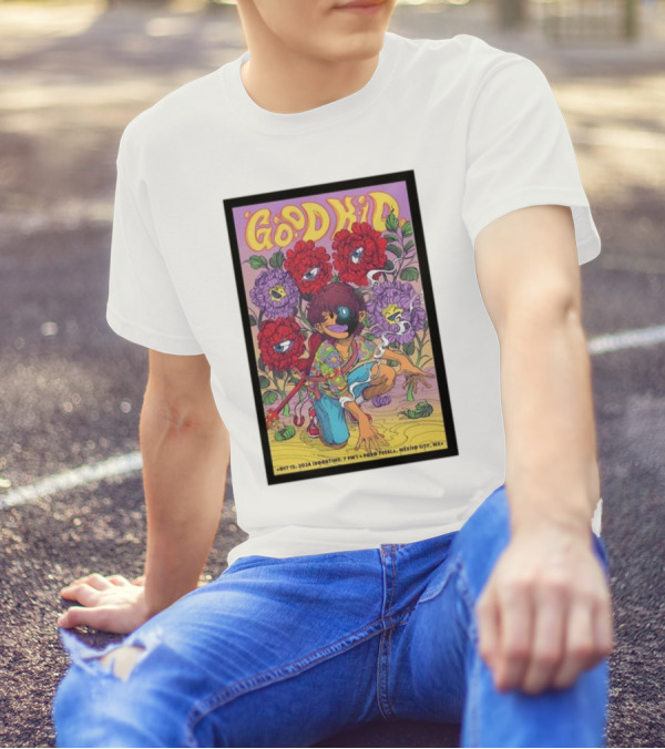 Good Kid Live October 12 2024 Foro Puebla Mexico City MX Psychedelic Art Flowers And Character T-Shirt