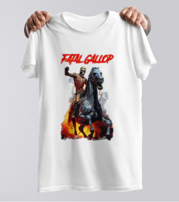 Fatal Gallop Diabolic Fear Black Horror Evil Monster Terror Skeleton Rider Horse Flames T-Shirt