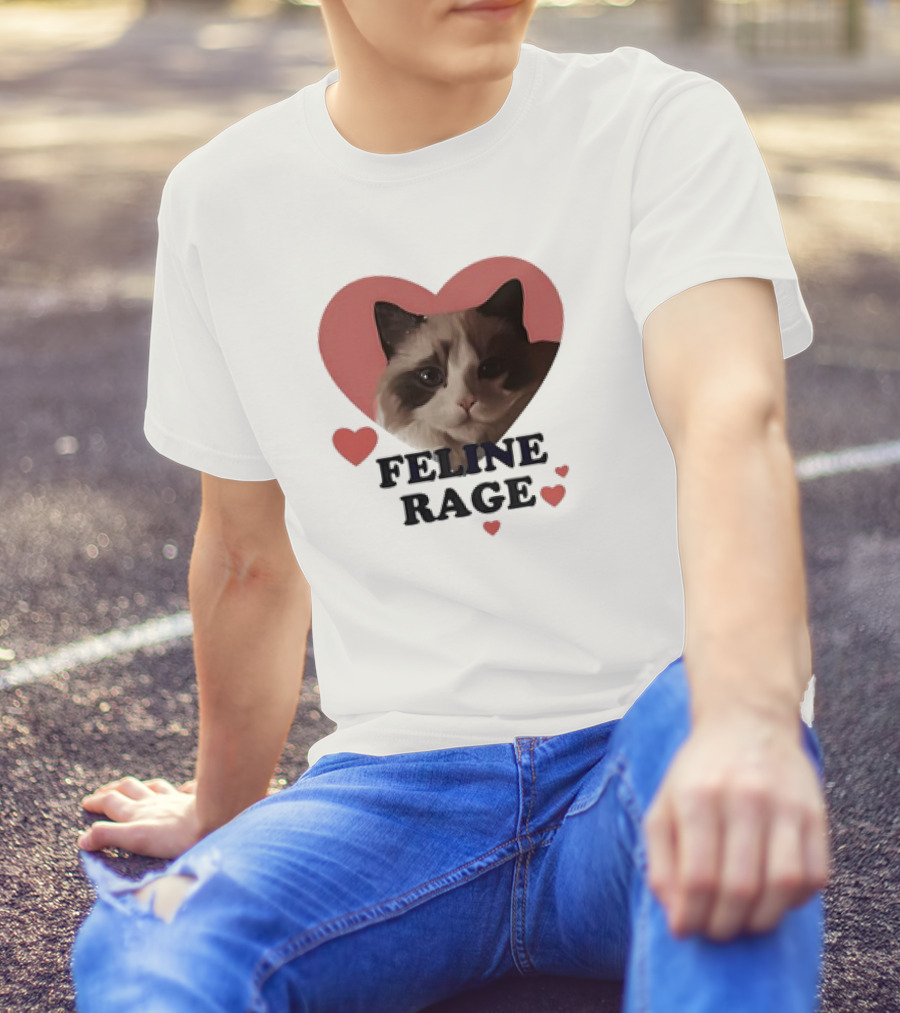 Feline Rage Heart Love Cat T-Shirt