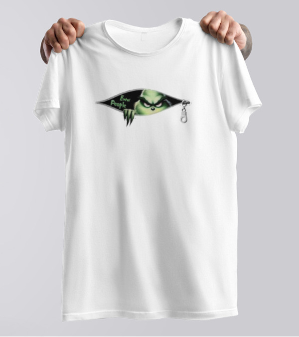 Funny Christmas Ew People 2024 Grinch Meme Zipper T-Shirt
