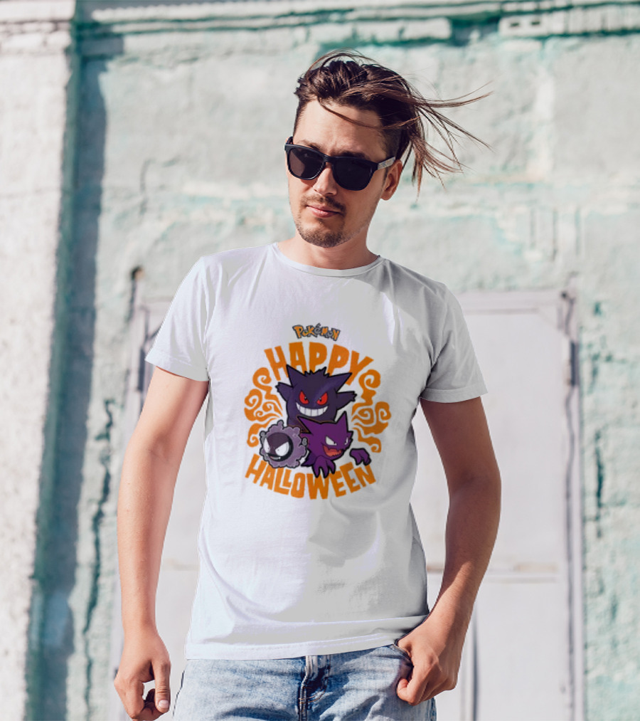 Happy Halloween Pokemon Gengar Haunter And Gastly T-Shirt
