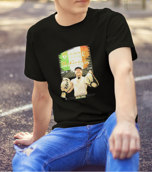 Conor McGregor Double Champ UFC Belt Irish Flag T-Shirt
